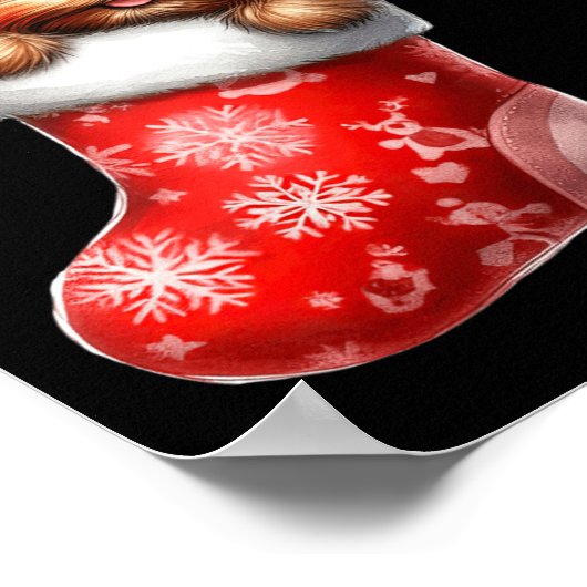 Yorkshire Terrier in Sock-kerstkerstkerstkerstkers Poster (Hoek)