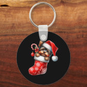 Yorkshire Terrier in Sock-kerstkerstkerstkerstkers Sleutelhanger (Voorkant)