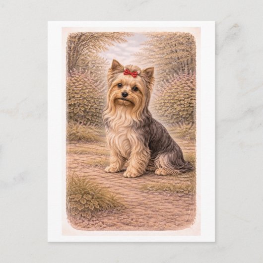 Yorkshire Terrier in vintage stijl Briefkaart (Voorkant)