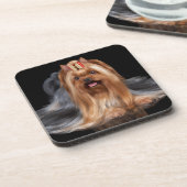 Yorkshire Terrier in zwart-wit Bier Onderzetter (Linkerzijde)