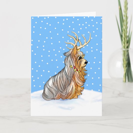 Yorkshire Terrier-Kaart voor kerstreïnes Feestdagen Kaart (Voorkant)