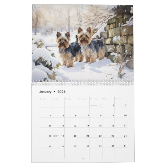 Yorkshire Terrier Kalender, elk jaar Kalender (Jan 2026)