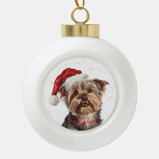 Yorkshire Terrier Keramische Bal Ornament (Voorkant)
