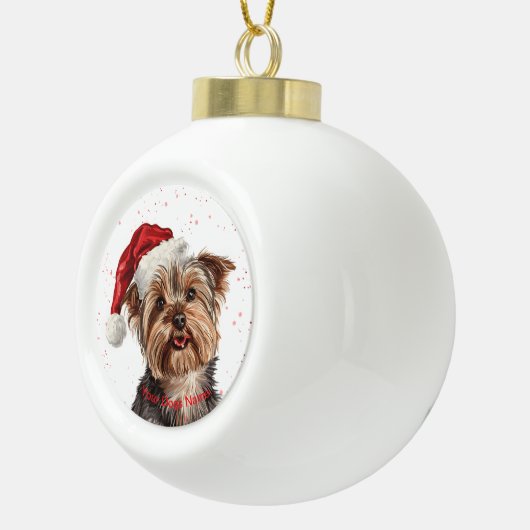 Yorkshire Terrier Keramische Bal Ornament (Rechts)
