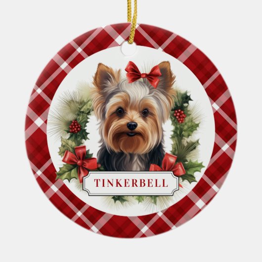 Yorkshire Terrier keramische cirkel Ornament (Voorkant)