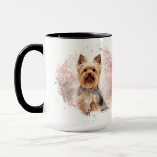 Yorkshire Terrier Kersenbloesem Aquarel Cadeau Mok