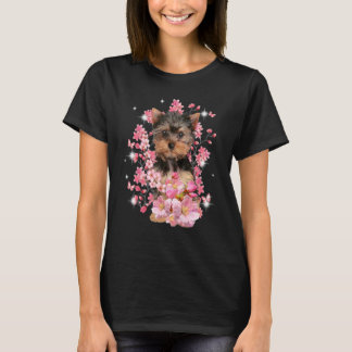 Yorkshire Terrier Kersenbloesem Bloemen T-shirt
