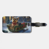 Yorkshire Terrier Kerst Feestelijke Periode Bagagelabel (Achterkant horizontaal)