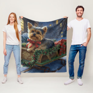 Yorkshire Terrier Kerst Feestelijke Periode Fleece Deken
