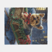Yorkshire Terrier Kerst Feestelijke Periode Fleece Deken (Voorkant (Horizontaal))