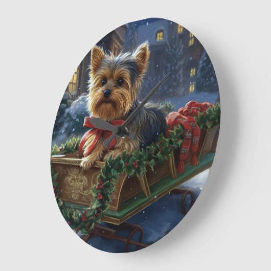 Yorkshire Terrier Kerst Feestelijke Periode Grote Klok (Hoek)