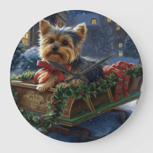 Yorkshire Terrier Kerst Feestelijke Periode Grote Klok