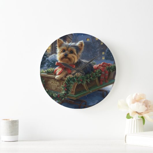 Yorkshire Terrier Kerst Feestelijke Periode Grote Klok (Huis)