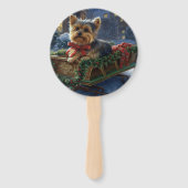 Yorkshire Terrier Kerst Feestelijke Periode Handwaaier (Achterkant)