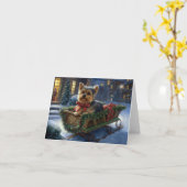 Yorkshire Terrier Kerst Feestelijke Periode Kaart (Gele Bloem)