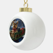 Yorkshire Terrier Kerst Feestelijke Periode Keramische Bal Ornament (Rechts)