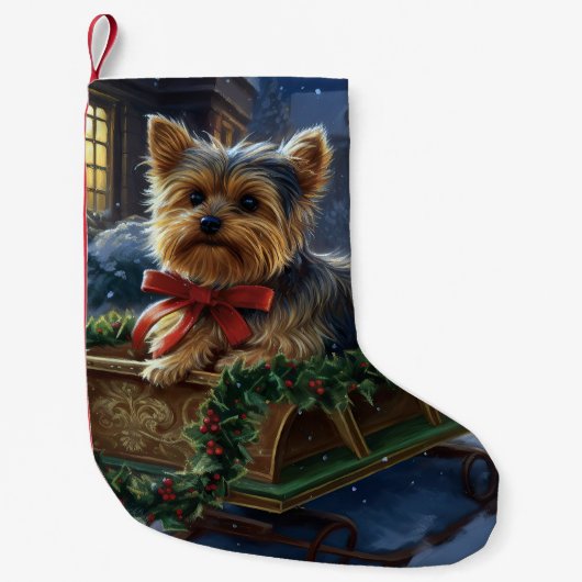 Yorkshire Terrier Kerst Feestelijke Periode Kleine Kerstsok (Voorkant)