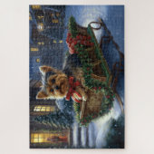 Yorkshire Terrier Kerst Feestelijke Periode Legpuzzel (Verticaal)