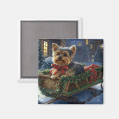 Yorkshire Terrier Kerst Feestelijke Periode Magneet (Voorkant / Achterkant)