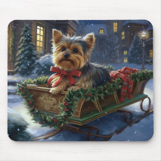 Yorkshire Terrier Kerst Feestelijke Periode Muismat (Voorkant)