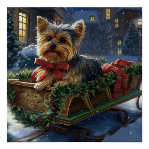 Yorkshire Terrier Kerst Feestelijke Periode Perfect Poster