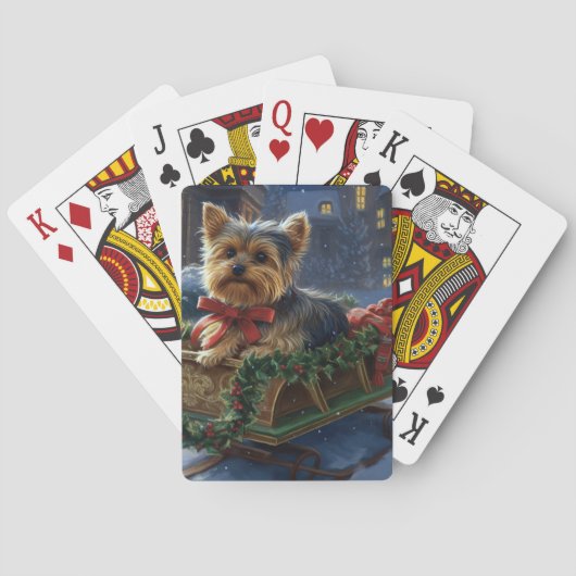 Yorkshire Terrier Kerst Feestelijke Periode Pokerkaarten (Achterkant)