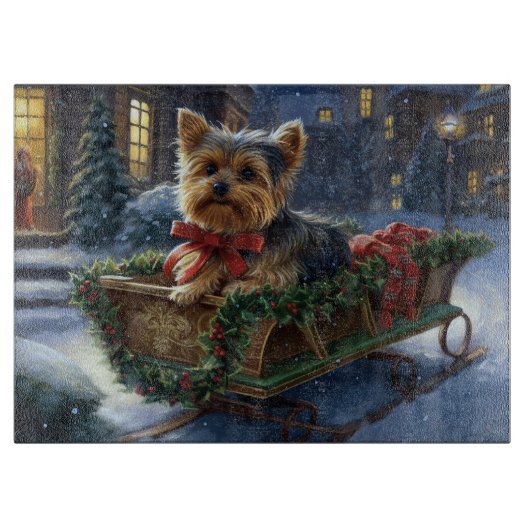 Yorkshire Terrier Kerst Feestelijke Periode Snijplank (Voorkant)