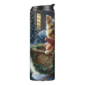 Yorkshire Terrier Kerst Feestelijke Periode Thermosbeker (Gedraaid links)