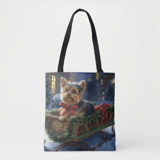 Yorkshire Terrier Kerst Feestelijke Periode Tote Bag (Voorkant)