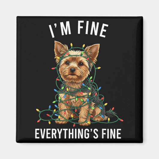 Yorkshire Terrier Kerst Ik Ben Fijn Alles Is Magneet (Voorkant)