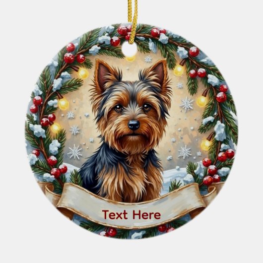 Yorkshire Terrier Kerst Ornament (Voorkant)