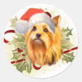 Yorkshire Terrier Kerst stickers (Voorkant)