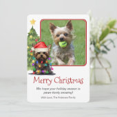 Yorkshire Terrier-kerstbal Dog One-foto Feestdagenkaart (Staand voorkant)