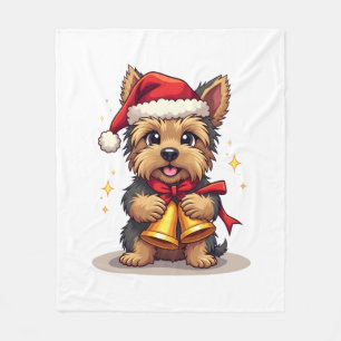 Yorkshire Terrier Kerstballen Fleece Deken