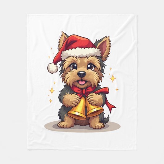 Yorkshire Terrier Kerstballen Fleece Deken (Voorkant)
