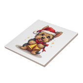Yorkshire Terrier Kerstballen Tegeltje (Zijkant)
