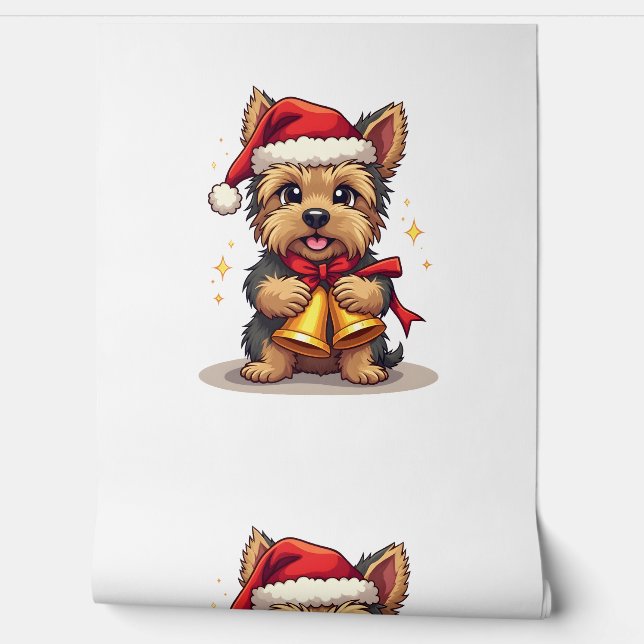 Yorkshire Terrier Kerstbellen Behang (Afrollen)
