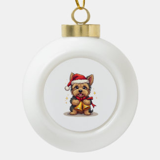 Yorkshire Terrier Kerstbellen Keramische Bal Ornament