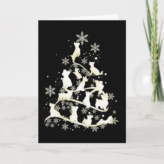 Yorkshire Terrier Kerstboom Hond Gelukkig Kerstmis Kaart (Voorkant)