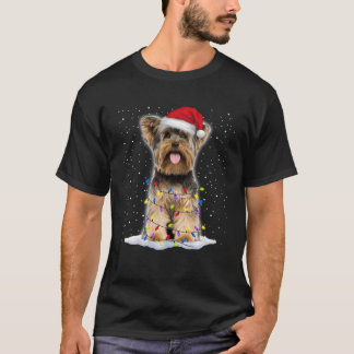 Yorkshire terrier kerstboom lichten Kerstmis T-shirt