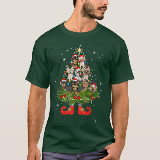 Yorkshire Terrier kerstboom Lights Dog Santa T-shirt