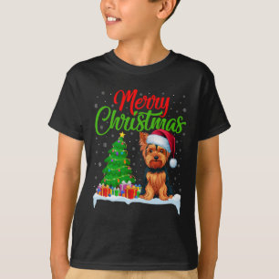 Yorkshire Terrier-kerstboom Lights Funny Xmas T-shirt