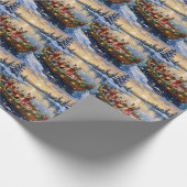 Yorkshire Terrier Kerstboot Vakantie Cadeaupapier (Hoek)