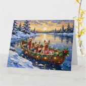 Yorkshire Terrier Kerstboot Vakantie Kaart (Gele Bloem)