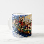 Yorkshire Terrier Kerstboot Vakantie Koffiemok (Voorkant links)