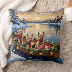 Yorkshire Terrier Kerstboot Vakantie Kussen