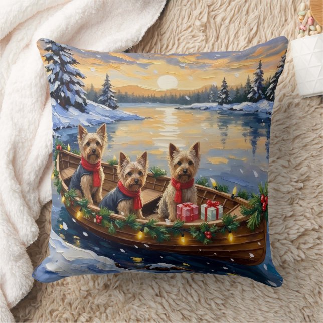 Yorkshire Terrier Kerstboot Vakantie Kussen (Deken)