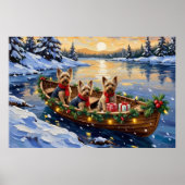 Yorkshire Terrier Kerstboot Vakantie Poster (Voorkant)