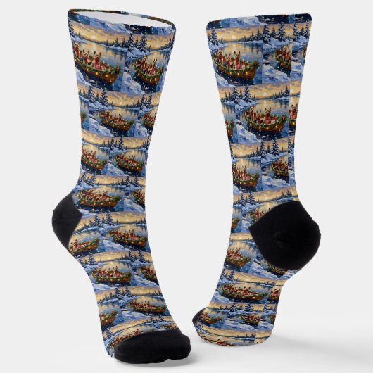 Yorkshire Terrier Kerstboot Vakantie Sokken (Gebogen)