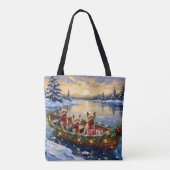 Yorkshire Terrier Kerstboot Vakantie Tote Bag (Achterkant)